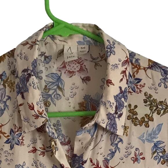 Joie Indian inspired print blouse cap sleeve button up shirt shirt sleeve size S - Picture 2 of 4